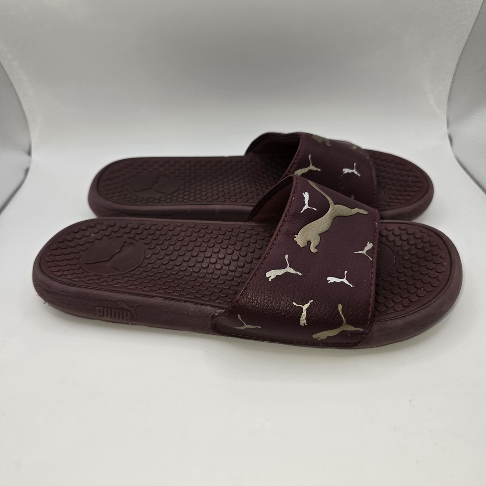 PUMA  Burgundy Slip On  Women's size 7 Cool Cat Metallic Slide Sandals